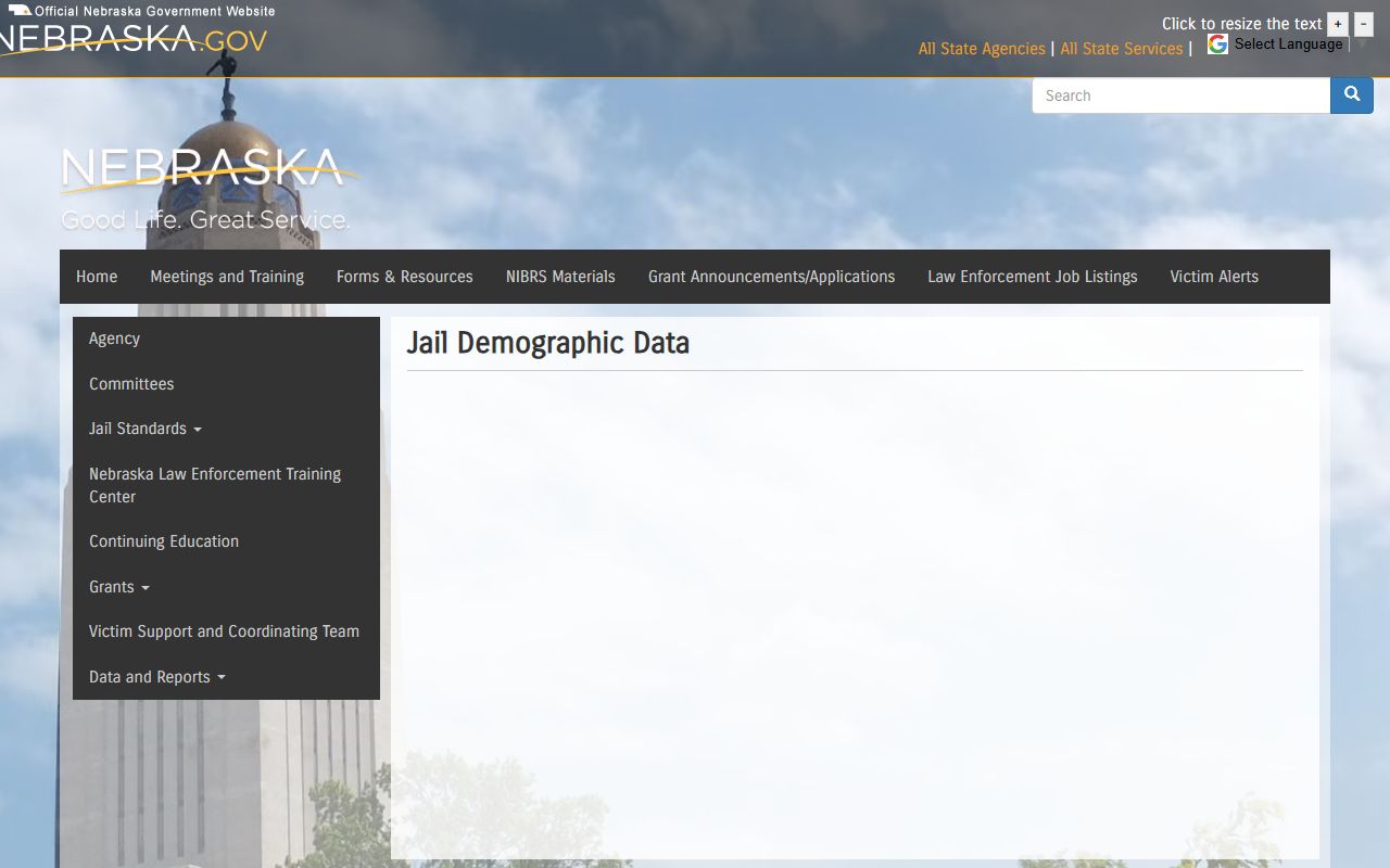 Hamilton County inmate population research on Nebraska jail demographic data dashboard